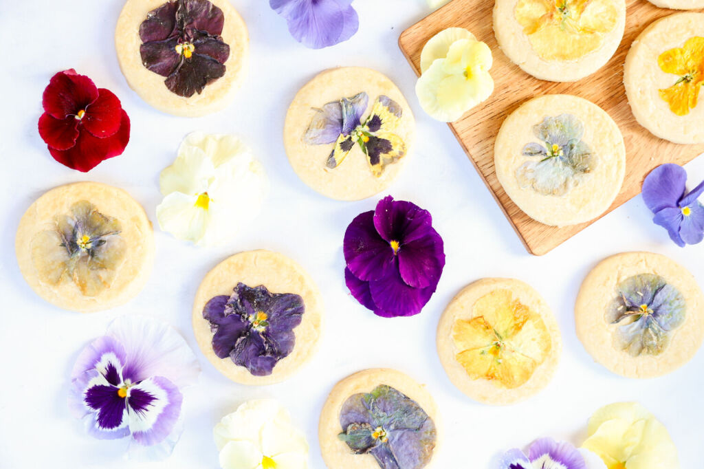 Spring-inspired flower-pressed cookies