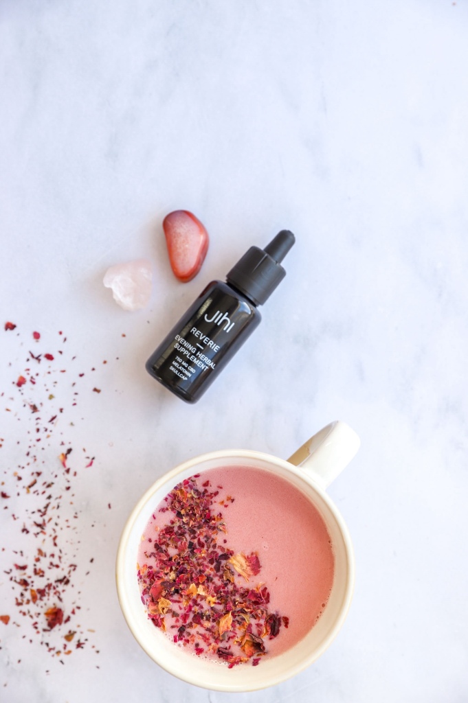 Ayurvedic pink moon milk for sleep with infused herbs