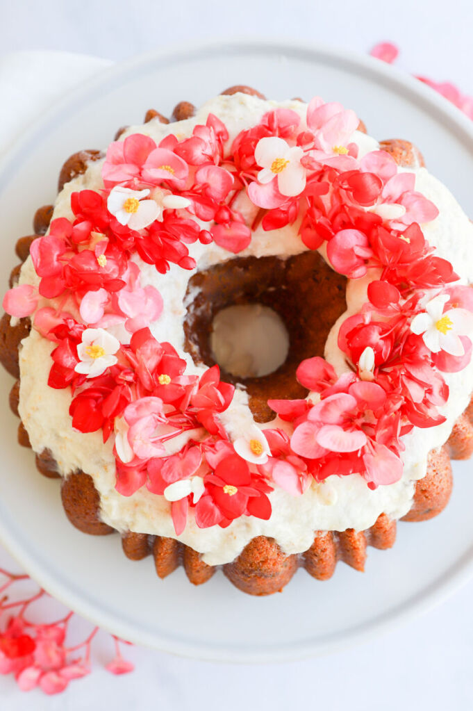 Moist gluten-free carrot cake in a bundt shape