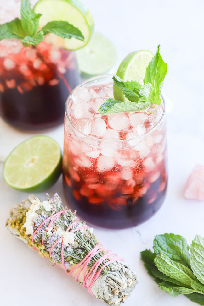 Tik-Tok inspired sleepy girl mocktail with tart cherry juice and sparkling water