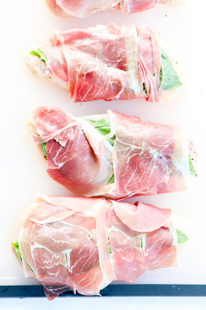 Easy caprese chicken saltimbocca with lemon, prosciutto, and basil