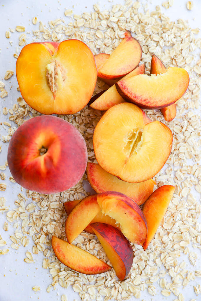 Nutritious gluten-free peach oat bars with cinnamon and nutmeg