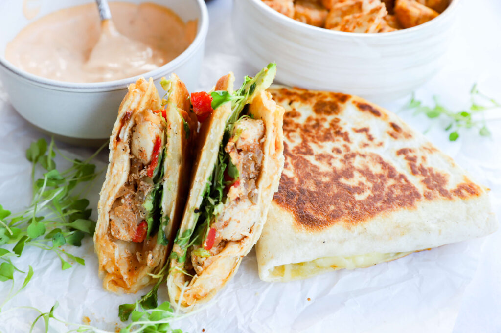 Chipotle Chicken Avocado Melt Wrap Top View